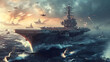 war at sea warships in the battle, generative ai