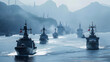 war at sea warships in the battle, generative ai