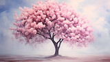 Fototapeta Sypialnia - Beautiful pink sakura tree in the sky. 3D rendering