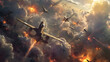 intense aerial combat involving a large number of aircraft, generative ai