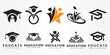 set bundle education logo icon design vector illustration