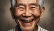 Close-up portrait of Chinese old man with golden teeth