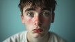 close up teenager in a bad mood portrait, generative ai