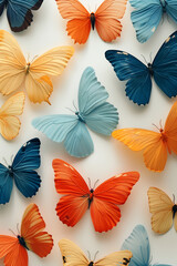 Sticker - multicolored butterflies on the white background