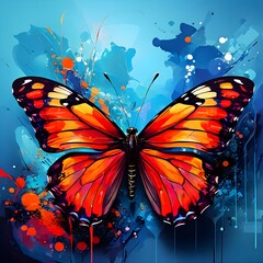 butterfly's colorful background and orange black shades on the butterfly