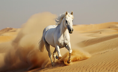 a white horse running in the desert stock photo in th c308d6f6-61b9-4289-9e6c-615b5d3f2b84 2