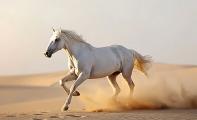 a white horse running in the desert stock photo in th c308d6f6-61b9-4289-9e6c-615b5d3f2b84 3