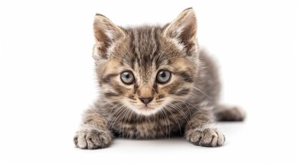 Wall Mural - scottish kitten looking at camera. white background.