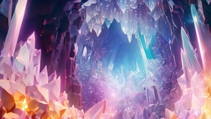 Canvas Print - Fantasy scene with ice cave. 3d rendering toned image, AI Generated