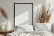 Minimalist Black Picture Frame on White Nightstand in Ambient Lighting Generative AI
