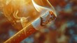 An image of a male hand crushing a cigarette, the concept of quitting smoking, World No Tobacco Day