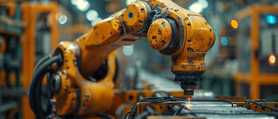 Leinwandbilder - Checking and controlling welding robotics automatic arms machines with monitoring software in an intelligent factory automotive industrial. Industry 4.0. Digital manufacturing operation.