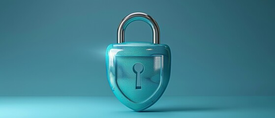 Leinwandbilder - This is a 3D rendering of the 3D Lock with Key and Protection Shield. Cyber security internet and networking concept. Shield shape with padlock. Safety and privacy. Cartoon realistic icon isolated on