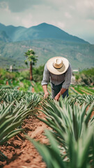 Wall Mural - Mexican Man in Hat Working in the Tequila Industry