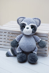 Wall Mural - soft plush toy gray raccoon