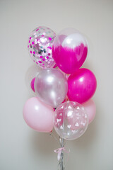 Wall Mural - bunch of pink helium balloons for birthday