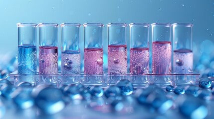 Fototapete - Polygonal test tube rack in futuristic technology style. Chemical laboratory poly icon. Science and chemistry concept. Glass lab flask for medicine. 3D modern illustration.
