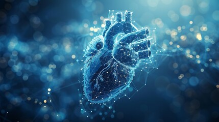 Leinwandbilder - Technology and innovation in medicine. Abstract illustration isolated on light background. Particles are connected in a geometric pattern.