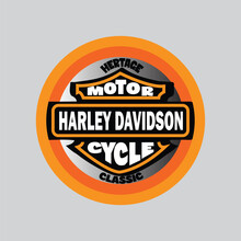  T-shirts With A Harley Davidson Heritage Classic Motorcycle In An Orange And Black Color Circle