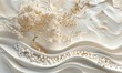 © Javid - 3D Mural wallpaper background relief white and gold wave, 3D Mural wallpaper gold tree high quality AI generated image