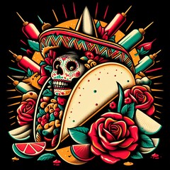 Wall Mural - Taco illustration 