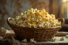 Daily Photography, Bowl Full Of Popcorn In The Basket, Shallow Depth Of Field, Soft Light