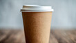 close-up paper cup on wooden background