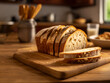 sliced bread on wooden chopping board in the kitchen