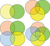 Fototapeta  - Venn diagram chart infographics with 2, 3, and 4 circles. Vector design elements for business strategy presentation.