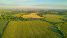 AERIAL: Scenic Countryside On The Outskirts Of Canterbury In The Morning Light