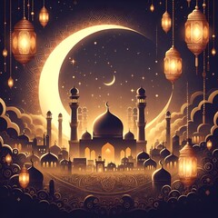 Wall Mural - Eid Mubarak Islamic wallpaper 