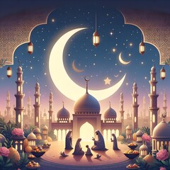 Wall Mural - Eid Mubarak Islamic wallpaper 