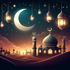 Wall Mural - Eid Mubarak Islamic wallpaper 