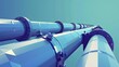 perspective view of an oil pipeline isolated blue background vector in low poly style