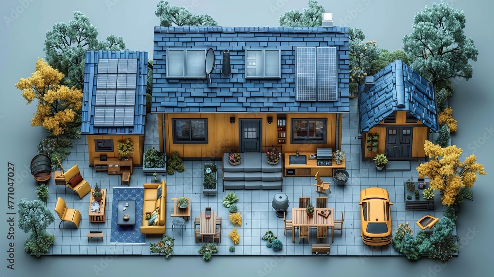 Simple diagram of an off-grid solar cell system house concept with ...