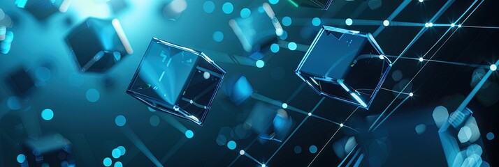 Wall Mural - abstract background with particles and cubes