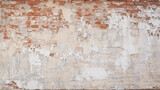 Distressed Old Brick Wall with Peeling White Paint Texture