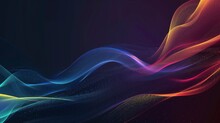 Dark Grainy Color Gradient Wave Background, Purple Red Yellow Blue Green Colors Banner Poster Cover Abstract Design, Black Copy Space - Generative Ai