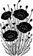 simple black outline drawing silhouette of poppy flower, design
