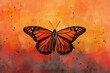 Monarch butterfly embarks on its epic North American migration its bold orange and black wings vivid against a sunset-hued gradient background