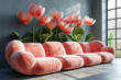 Creative Sofa Design Mimicking Giant Tulips Against Industrial Window