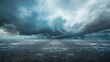 Sky Background Horizon with Dramatic Clouds and Empty Dark Asphalt Street Floor - generative ai