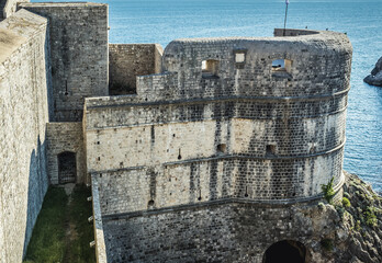 Canvas Print - Fort Bokar, part of walls of Old Town of Dubrovnik city, Croatia