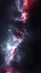 Wall Mural - vertical dark white red deep space galaxy nebula. cinematic celestial background depicting astrology