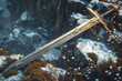 A beautifully crafted long sword, gleaming under soft light, showcasing its intricate details and historical elegance