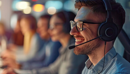 Customer Support Excellence: Visualize customer support teams providing assistance, resolving inquiries, and ensuring customer satisfaction, highlighting service excellence.