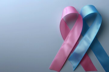 Wall Mural - Pink and blue ribbon for breast cancer awareness