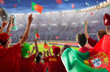 Portugal football team supporter on stadium.