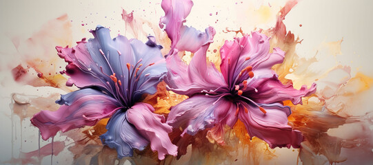 Wall Mural - colorful flower plants, blossom, watercolor 202