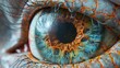 Detailed 3D Render of Human Eye Anatomy with Iris and Optic Nerve Close-Up